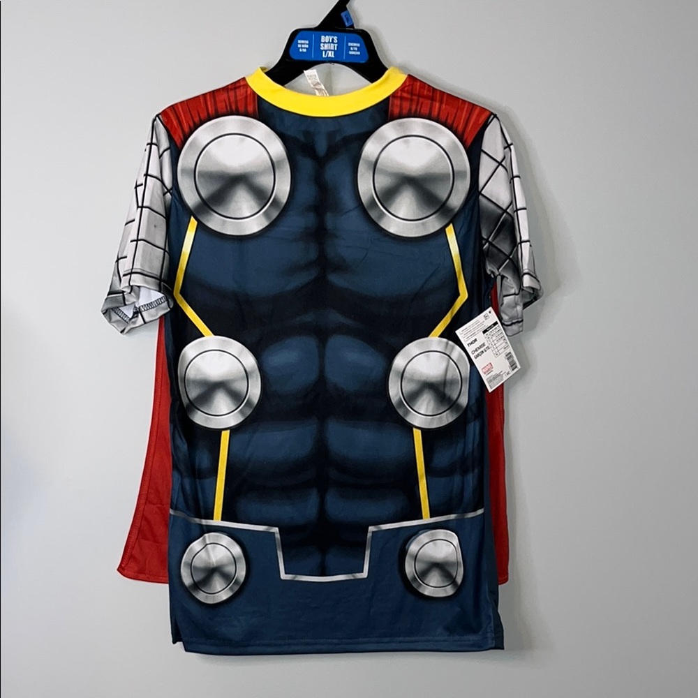 NWT Marvel Thor Superhero Costume - Red, Gray, Yellow T-Shirt with Cape